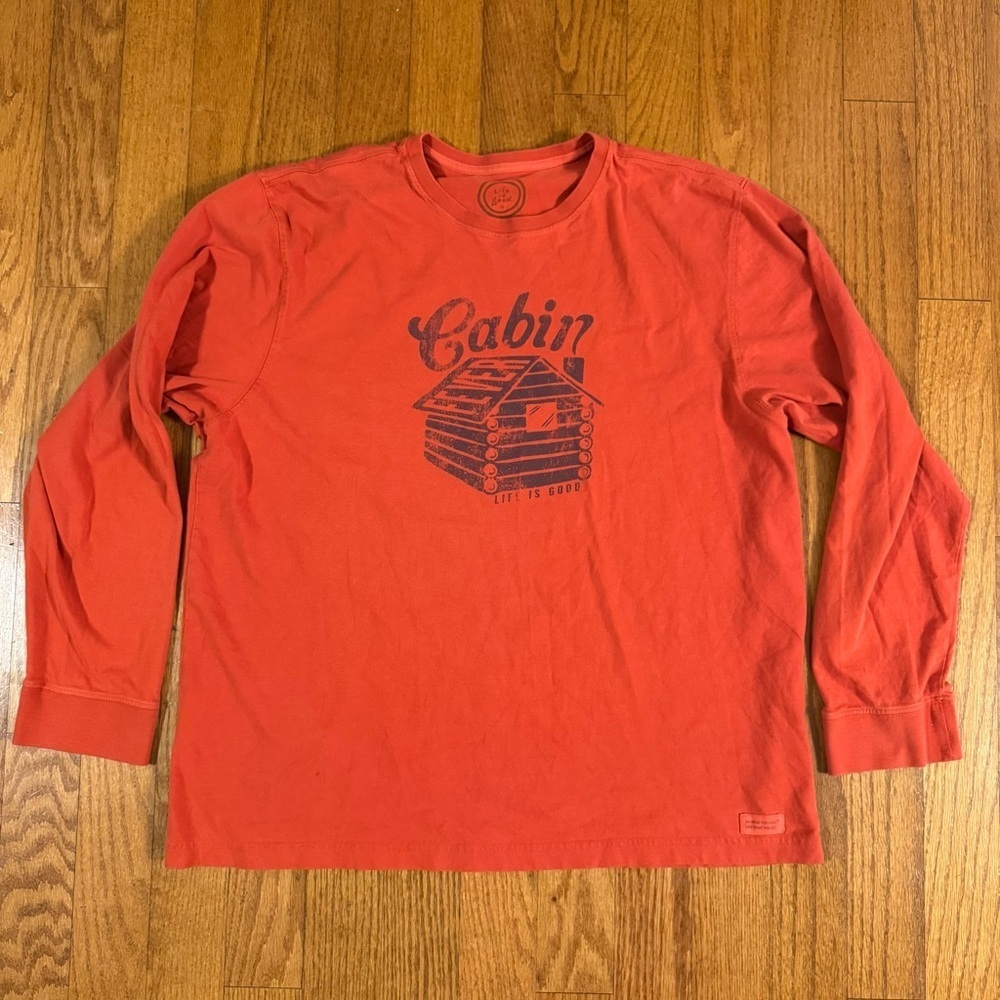Life is Good Men's Orange Long Sleeve Shirt Size XL